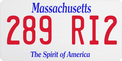 MA license plate 289RI2