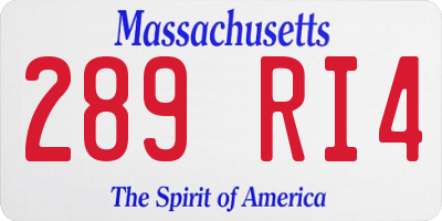MA license plate 289RI4