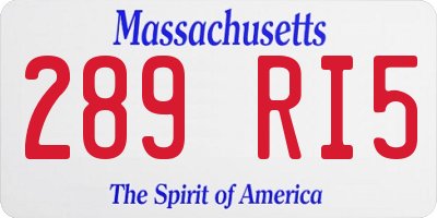 MA license plate 289RI5