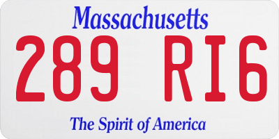 MA license plate 289RI6