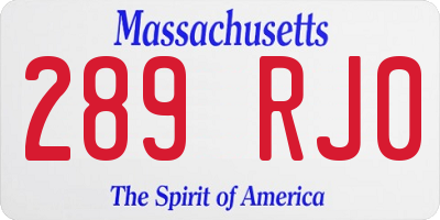 MA license plate 289RJ0