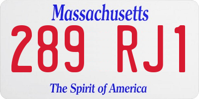 MA license plate 289RJ1