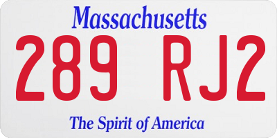 MA license plate 289RJ2