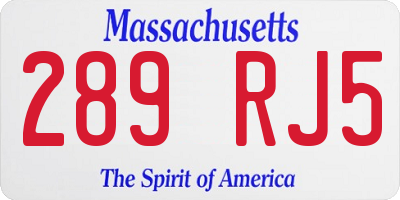 MA license plate 289RJ5