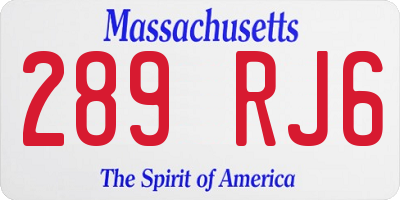 MA license plate 289RJ6
