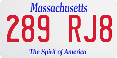 MA license plate 289RJ8