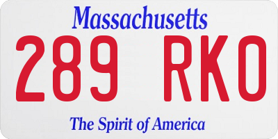 MA license plate 289RK0