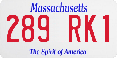 MA license plate 289RK1