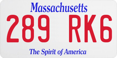 MA license plate 289RK6