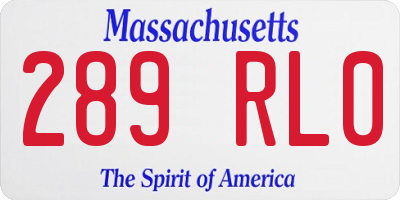 MA license plate 289RL0
