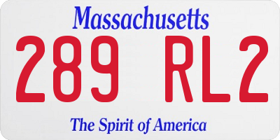 MA license plate 289RL2