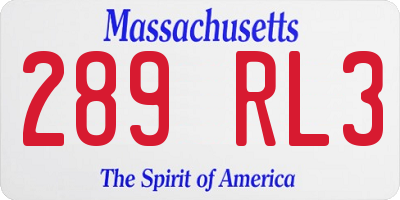 MA license plate 289RL3