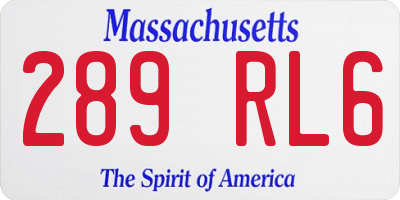 MA license plate 289RL6