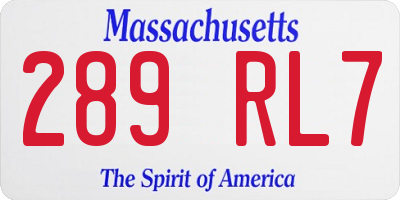 MA license plate 289RL7