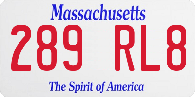 MA license plate 289RL8