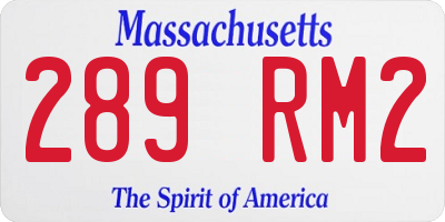 MA license plate 289RM2