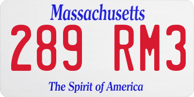 MA license plate 289RM3