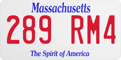 MA license plate 289RM4