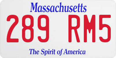 MA license plate 289RM5