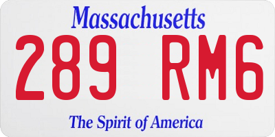 MA license plate 289RM6