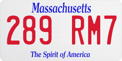 MA license plate 289RM7