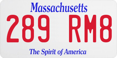 MA license plate 289RM8