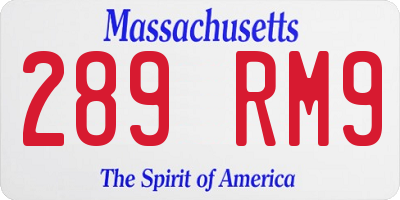 MA license plate 289RM9