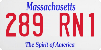 MA license plate 289RN1