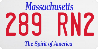 MA license plate 289RN2