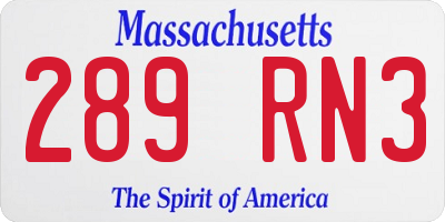 MA license plate 289RN3
