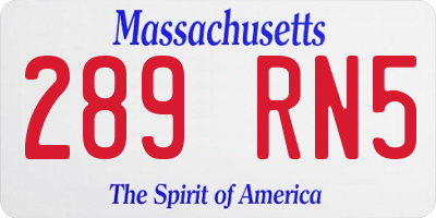 MA license plate 289RN5