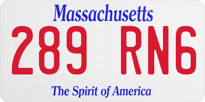 MA license plate 289RN6