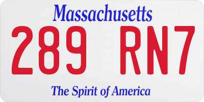 MA license plate 289RN7