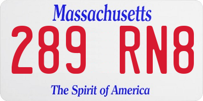 MA license plate 289RN8