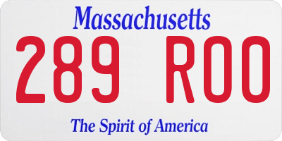 MA license plate 289RO0