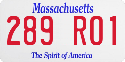 MA license plate 289RO1