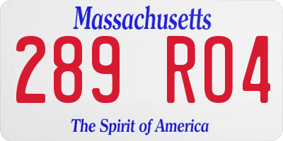 MA license plate 289RO4
