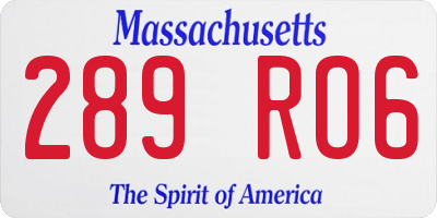 MA license plate 289RO6