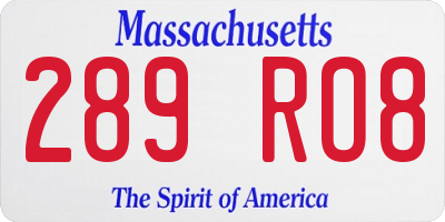 MA license plate 289RO8