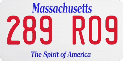 MA license plate 289RO9