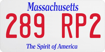 MA license plate 289RP2