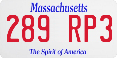 MA license plate 289RP3