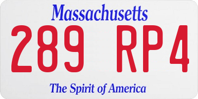 MA license plate 289RP4