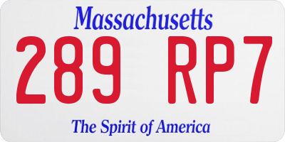 MA license plate 289RP7