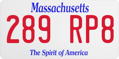 MA license plate 289RP8