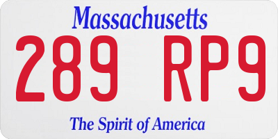 MA license plate 289RP9