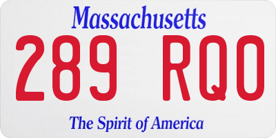 MA license plate 289RQ0