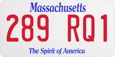 MA license plate 289RQ1