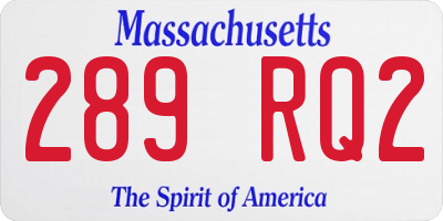 MA license plate 289RQ2
