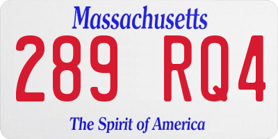 MA license plate 289RQ4